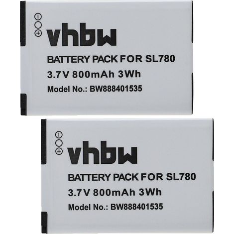 vhbw 2x Akku kompatibel mit Siemens Gigaset SL610H Pro, SL780, SL450H, SL450A Go, SL450HX schnurlos Festnetz Telefon (800 mAh, 3,7 V, Li-Ion)