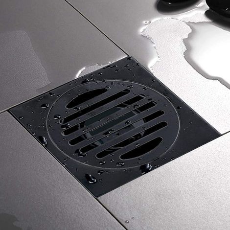 Filtro per scarico doccia, copertura per scarico a pavimento in acciaio inox spesso con adesivo antiodore, scarico dritto quadrato per bagno e doccia (1/5)