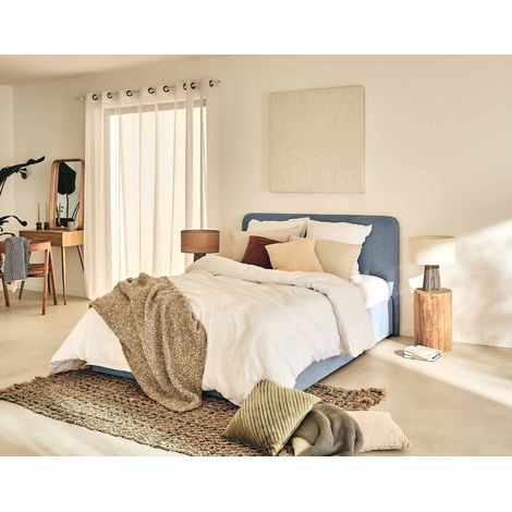 Goyave - lit coffre - 160x200 - en tissu - sommier inclus - bleu (1/5)