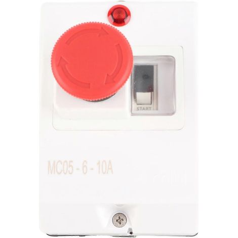 Motorschutzschalter mit Not-Aus-Knopf und Signalleuchte, IP55 wasserdicht, 6–10 A, 230 V/2 V