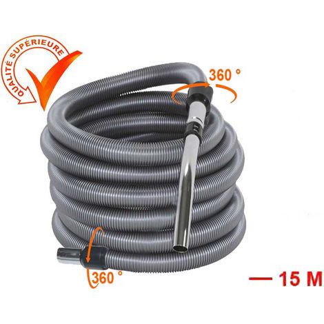 Atepac – Flexible aspiration centralisée 32mm – Longueur 4 à 15m – Embout métal pour mise en route – Compatible avec toutes les prises d’aspiration