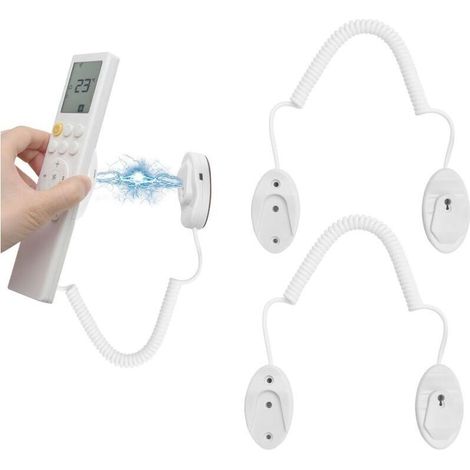 Support mural magnétique pour télécommande – 2 pièces avec cordon à ressort et fixation autocollante, idéal maison, bureau, école (1/5)