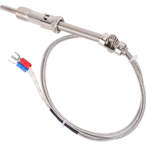 Thermocouple à fil blindé type K avec ressort de compression, sonde capteur inox M12 5mm 0-400°C, pour industrie 1m (1/5)