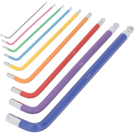 Lot de 9 clés Allen longues CRV antidérapantes multicolores polyvalentes pour appareils électroménagers compacts (1/5)