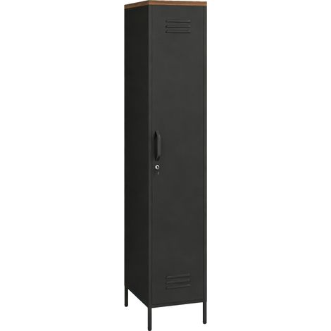 CHICFURN Armario de metal 46x35x183 cm negro con cerradura y ahorro de espacio (1/5)