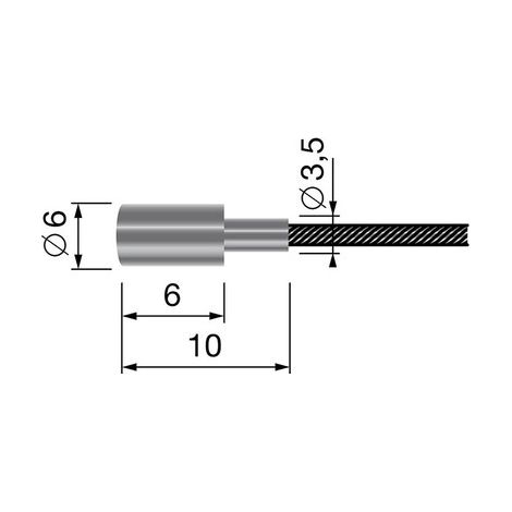 Flexibles Kabel 19 Drähte mit Zylindrischem Anschluss Gesamtlänge: 2500 mm - ø: Außenseite 2 mm