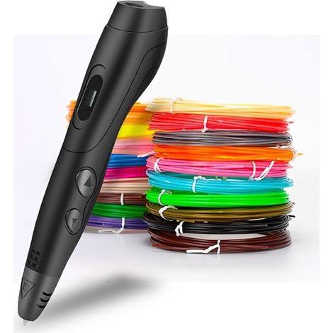Lápiz de impresión 3D con 6 velocidades ajustables y 12 cartuchos de filamento PLA multicolor, perfecto para realizar manualidades.
