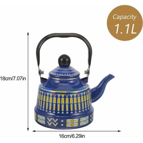 1 Bouilloire émaillée,1.1L,Cuisinière induction gaz,Porcelaine,Maison cuisine (1/4)