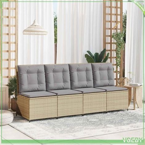Canapé de jardin - FAF EICY - 3394479 - Polyrotin beige et gris - Inclinable - Cadre acier traité (1/5)