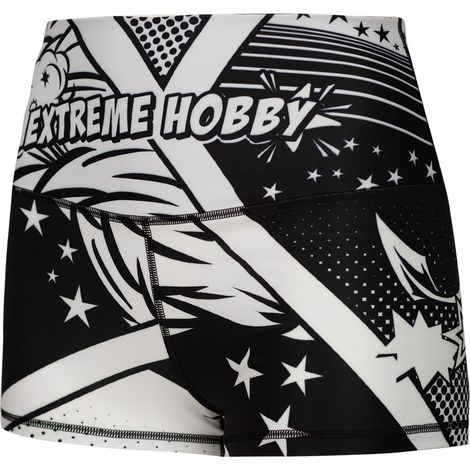 Damen-Sportshorts mit Comicmotiv, Größe M, schwarz