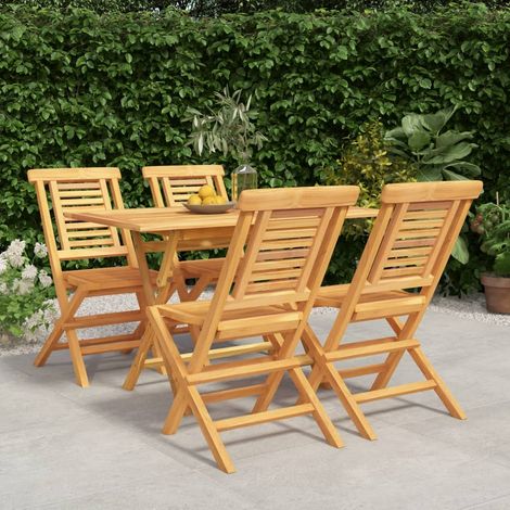 5 pcs Ensemble à dîner de jardin, Mobilier à dîner, Table et Chaises à Manger Bois de teck massif MKPO35247 (1/5)