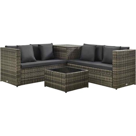 vidaXL Set Divani da Giardino 4 pz con Cuscini in Polyrattan