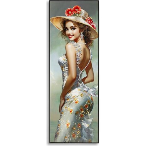 Elegantes, lackiertes Leinwandgemälde mit Rahmen -B- cm 52x4,5x152 (1/5)