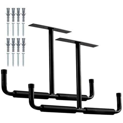 Supports de rangement plafond garage – Rangement aérien durable, outils solution, articles encombrants Système robuste résistant à la rouille monté au plafond, 2 crochets en acier pour - (1/5)