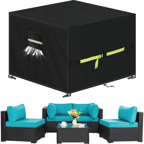 Housse Table De Jardin avec évent, 420D Oxford Tissu Housse Salon de Jardin 220x110x70cm, Housses pour Mobilier Bâche de Protection pour Meubles Imperméable, Coupe-Vent, Anti-UV, Indéchirable (1/5)