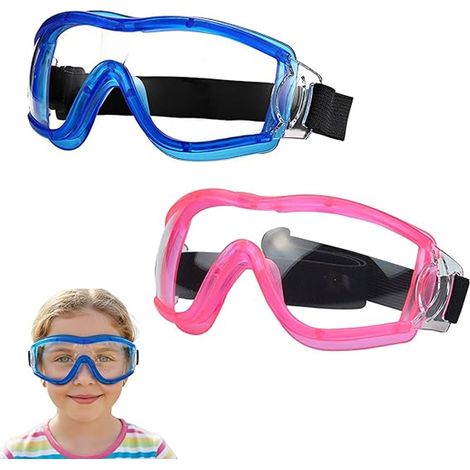 Lot von 2 Lunettes De Protection für Kinder, Anti-Buée Lunettes De Sécurité avec Sangle Réglable pour 3 à 12 Ans(Rose+Bleu) (1/5)