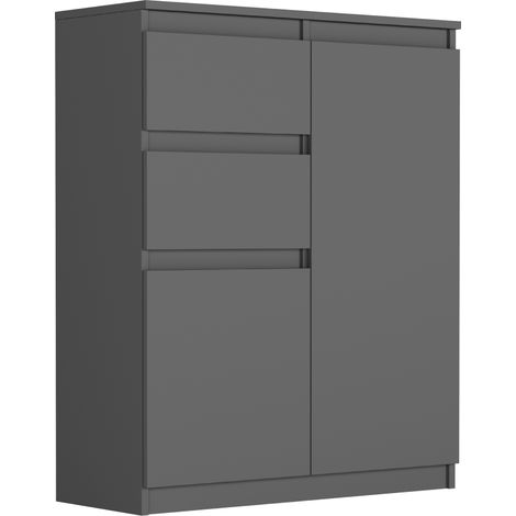 Kommode mit Schränken und Schubladen, Anthrazit, 80 x 40 x 98 cm - Modern S-2