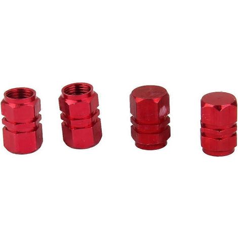 bouchons de valve de pneu en aluminium chromé rouge pour jantes de voiture, camion, moto, vélo (1/5)