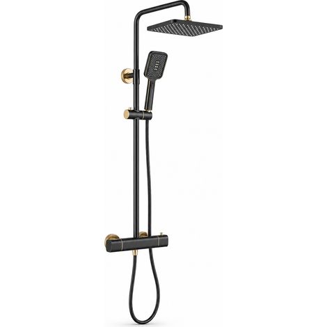 Thermostatisches Druck-Duschset für Badewanne Goldfarben