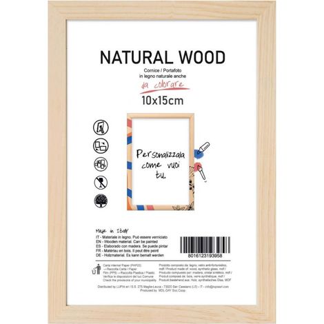 Cornice Portafoto da Appoggio Natural Wood con Piede 10 x 15 cm