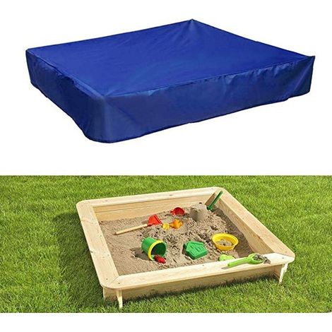 Bâche imperméable pour bac à sable en tissu 190T – Bâche carrée pour bacs à sable d'enfants – Protection solaire intégrée pour bassins de jardin – Bleu foncé – 180 x 180 x 20 cm (1/4)