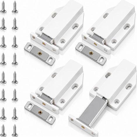 4PCS Push to Open, Poussoir Porte Placard, Loquet Magnétique à Ressort pour Tiroir et Armoire, Fermeture Invisible Sans Poignée, Accessoire Meuble Cuisine Salle de Bain Bureau (1/5)