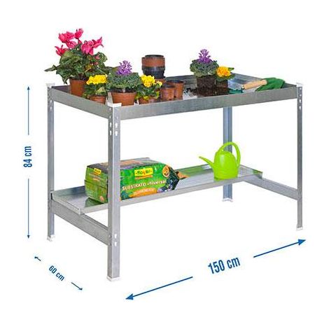 Simon Rack Tavolo da giardino grigio galvanizzato 150x60x84 cm