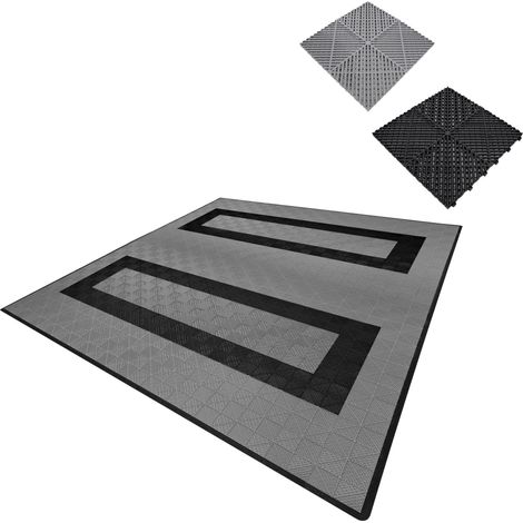 Piastrelle a incastro modulari ventilate 165 grigie e 60 nere 6m x 6m, polipropilene, antiscivolo, resistenti alle intemperie, capacità 5 tonnellate per piastrella, ideali per garage doppio o officine (1/5)
