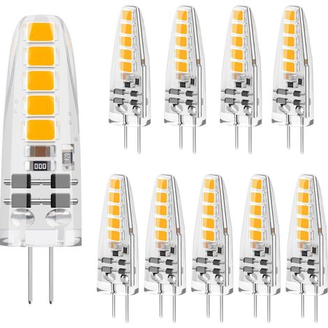 Ampoule LED G4 Dimmable, Blanc chaud 2700K, 2W, 185lm, Lot de 10 équivalent 20W halogène, Sans scintillement, G4 LED 12V pour hottes et spots encastrés (1/5)
