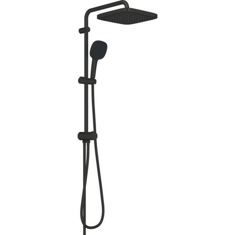 Grohe – Douche de tête carrée 25x25 cm – 2 jets Rain et SmartRain – Noir mat – Système anti-calcaire SpeedClean – 266982431