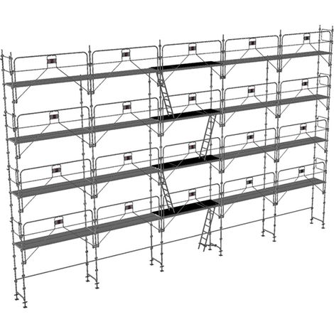 Echafaudage 160m² - Structure + Planchers + Garde-corps - Multidirectionnel - MEKA48P-160-SP