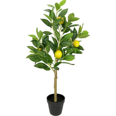 Citronnier en pot artificiel - Plante décorative - Arbre fruitier en pot - Plante d'agrumes - Branche de citron - Plantes artificielles - Plantes d'intérieur - Décoration pour salon, cuisine, bureau (1/4)
