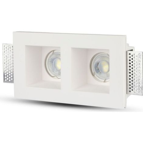 V-tac faretto ad incasso in quadrato doppio attacco gu10 in gesso colore bianco 3648 (1/9)