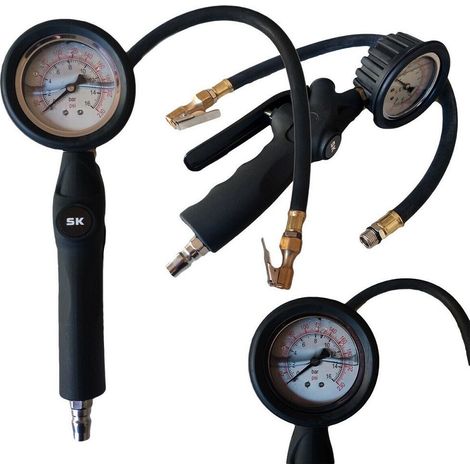 TrAdE Shop Traesio - Pistola Aria Con Manometro Professionale 0-16 Bar 0-230 Psi Liquido Anti-shock - (1/5)