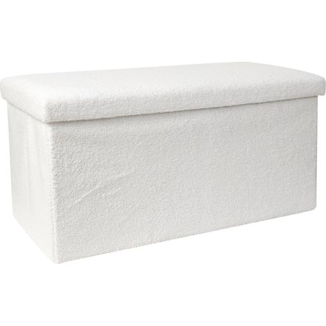 Coffre Banc Pliable - HOME DECO FACTORY - Effet Fourrure - Blanc (1/5)