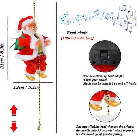 Échelle électrique Père Noël pour sapin de Noël, décoration intérieure/extérieure, cadeau de Noël pour enfants - Style B (1/5)