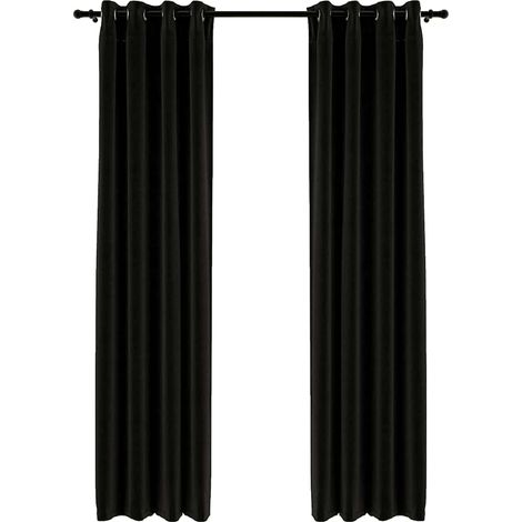 Maison Exclusive - Cortina opaca con ojales look lino 2 pzas antr