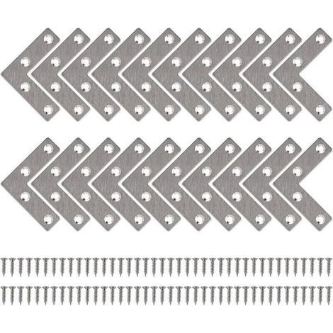 Equerres Métalliques de Fixation en L pour Bois, Meubles, Placards et Réparations – 50 x 50 mm, Lot de 20 avec Vis (1/3)