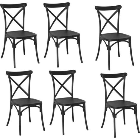 KIT 6 SEDIE POLIPROPILENE CUCINA BAR RISTORANTE SEDIA INTERNO ESTERNO CROSS NERO 436v
