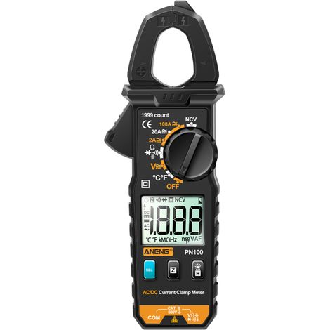 PN100 Zangenmultimeter mit 1999 Zählern, automatischer Auswahl, Temperaturtest, LCD-Anzeige, AC/DC-Messung, NCV, Widerstand, Kapazität, Diode.