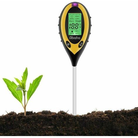 Test de sol 4 en 1 Test de sol PH-mètre, lumière du soleil, température, humidimètre pour jardin ferme pelouse intéri extéri plantes fls, (1/5)