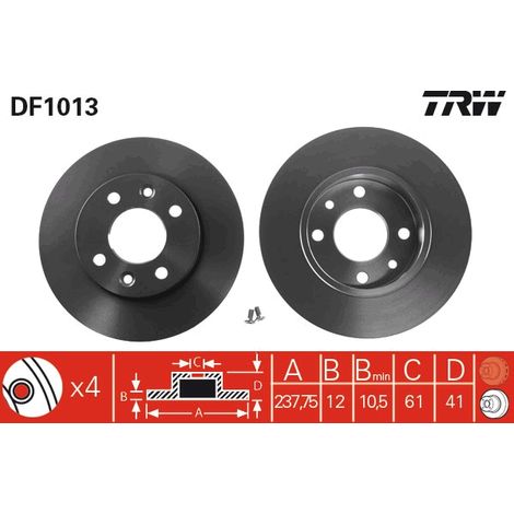 DISQUE DE FREIN AVANT DF1013 TRW (1/2)