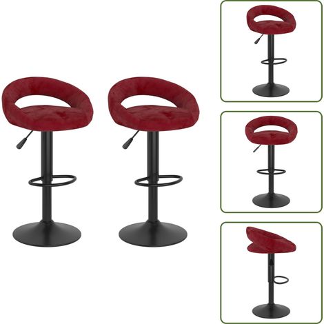 Tabourets de bar lot de 2 rouge bordeaux velours - Tabouret De Bar - Tabouret De Bar - Chaise - Tabouret De Bar Pour Petit-déjeuner (1/5)