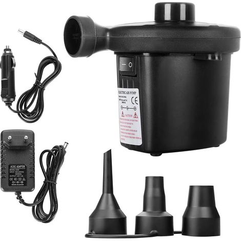 GROOFOO Pompe à air électrique, dégonfleur électrique 2 en 1 Pompe à air rapide portable Gonfleur électrique à 3 buses pour matelas gonflable, lit à eau, bateau (1/5)