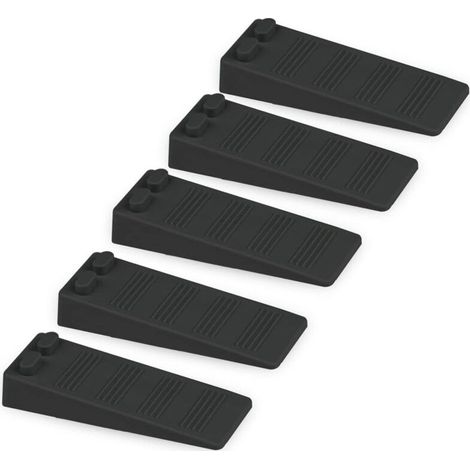 5 pièces cale porte caoutchouc souple, Hauteur Reglable Antidérapante bloc, Non Toxique, Non Odeur arrêt de porte, Protège Sols et Murs, Pour Tapis, Béton, parquets (Noir) (1/4)