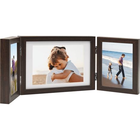 Trifold Photo Frame Collage Dark Brown 28x18 cm+2x vidaXL