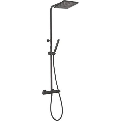 Colonne de douche thermostatique extensible noire mat- Carée