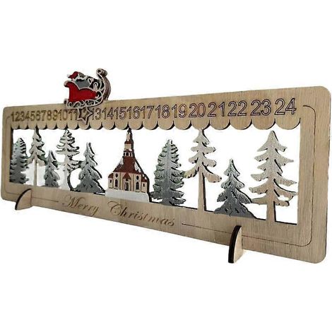 Ornement de Noël portable en bois avec compte à rebours, éclairage LED et décorations pour sapin (1/5)