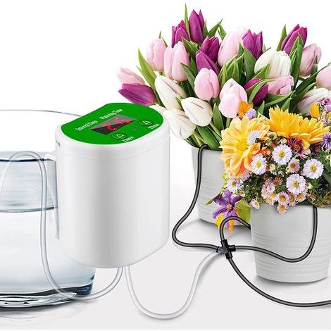 Kit di irrigazione a goccia automatico, sistema di irrigazione automatico per piante da interno, kit di irrigazione fai-da-te con ricarica USB, sistema di irrigazione automatico, sistema a goccia, JH0 (1/5)