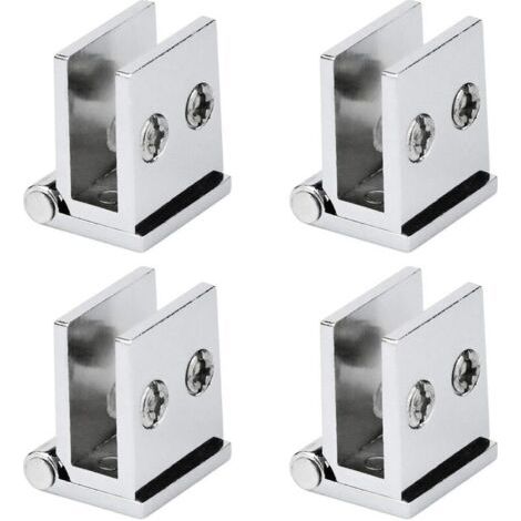 Lot de 4 Charnière pour Porte en Verre, Angle Ouverture 0° Charnières de Serrage de Meuble de Cuisine, Vitrine, Douche, pour Verre Epaisseur de 5 mm